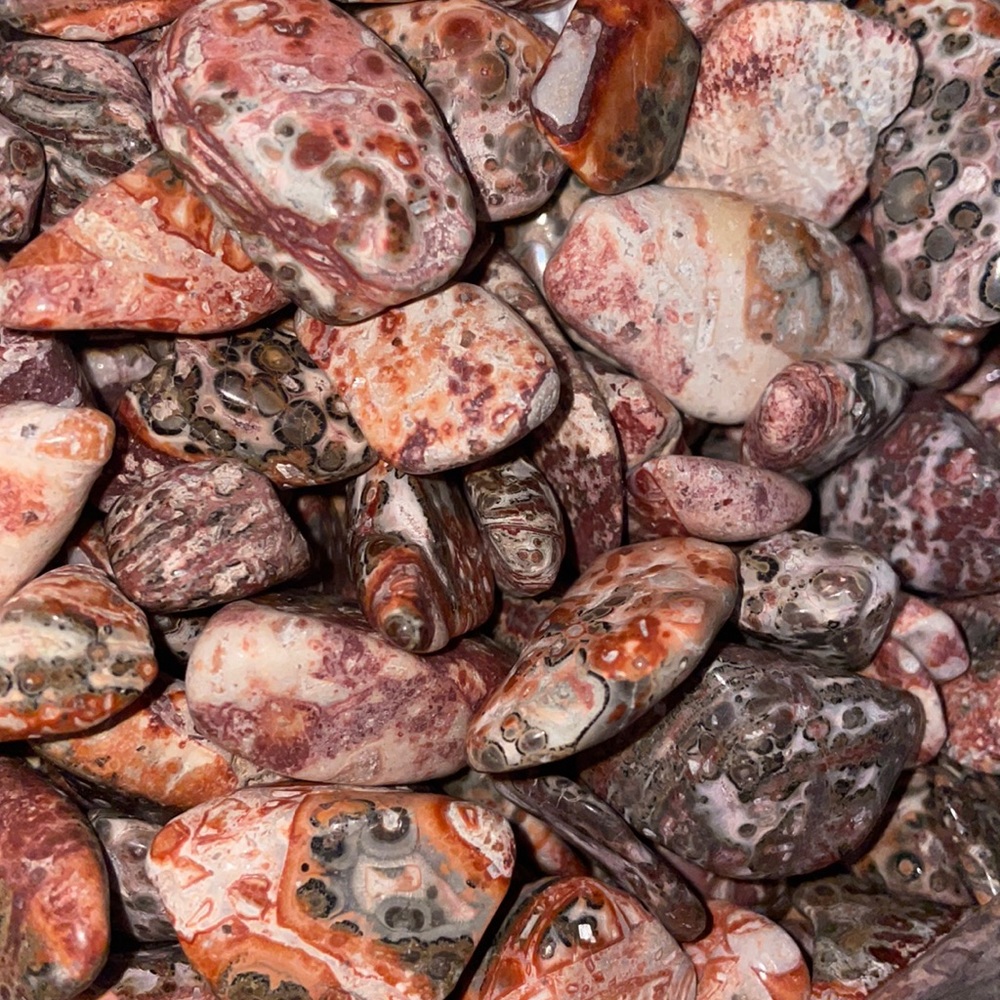 Handful of leopard jasper stone